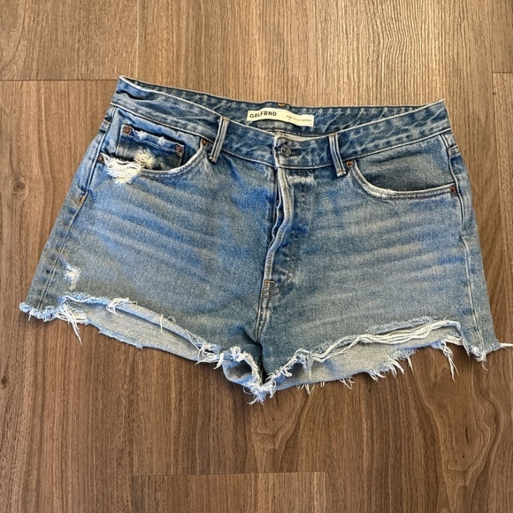 Grlfrnd size 30 Light Blue Distressed Denim Shorts - Women revolve $169 msrp